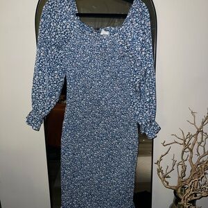 Maternity Floral Blue Dress